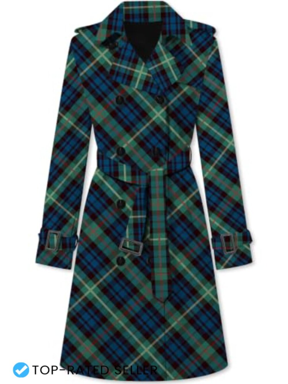 Water Repellent Double Breasted Belted Trench Coat